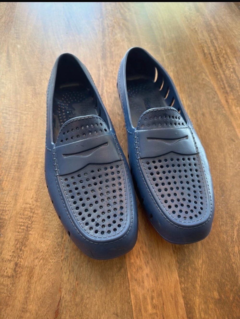 Men's Navy Perforated Slip-On Floafers
